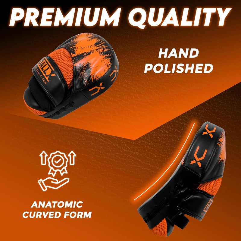 DALLX Sports Punch Mitts Target Focus Pads Hook and Jab Curved for MMA Training Martial Arts Karate Kickboxing Muay Thai with Adjustable Straps Ventilated - Image 4